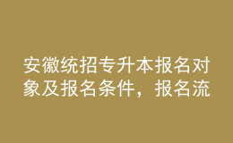 安徽統(tǒng)招專升本報名對象及報名條件，報名流程是什么？ 