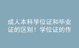 成人本科學(xué)位證和畢業(yè)證的區(qū)別！學(xué)位證的作用！ 