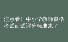 注意看！中小學(xué)教師資格考試面試評分標準來了