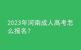 2023年河南成人高考怎么報名？