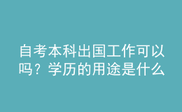 自考本科出國工作可以嗎？學(xué)歷的用途是什么 