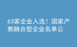 63家企業(yè)入選！國家產(chǎn)教融合型企業(yè)名單公示