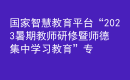 國家智慧教育平臺“2023暑期教師研修暨師德集中學習教育”專題結業(yè)