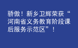 驕傲！新鄉(xiāng)衛(wèi)輝榮獲“河南省義務(wù)教育階段課后服務(wù)示范區(qū)”！