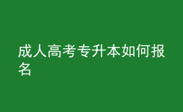 成人高考專升本如何報名