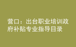 營口：出臺職業(yè)培訓政府補貼專業(yè)指導目錄