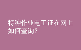 特種作業(yè)電工證在網(wǎng)上如何查詢？