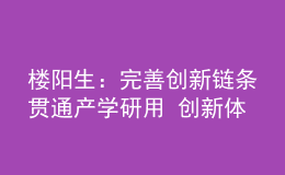 樓陽生：完善創(chuàng)新鏈條貫通產(chǎn)學研用 創(chuàng)新體制機制激發(fā)創(chuàng)造活力